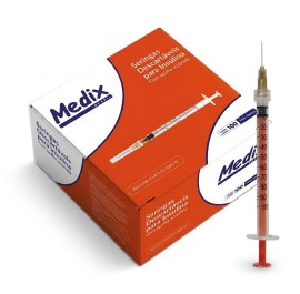 Seringa Para Insulina Com Agulha Acoplada Slip - 13 X 0,45 Mm - 1 Ml - 100 Und - Medix